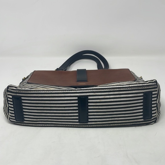 Fossil Kinley Striped Cotton/Leather Satchel🖤 - Picture 3 of 16